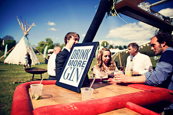 Devon Festival wedding, hot air balloon, tipi wedding